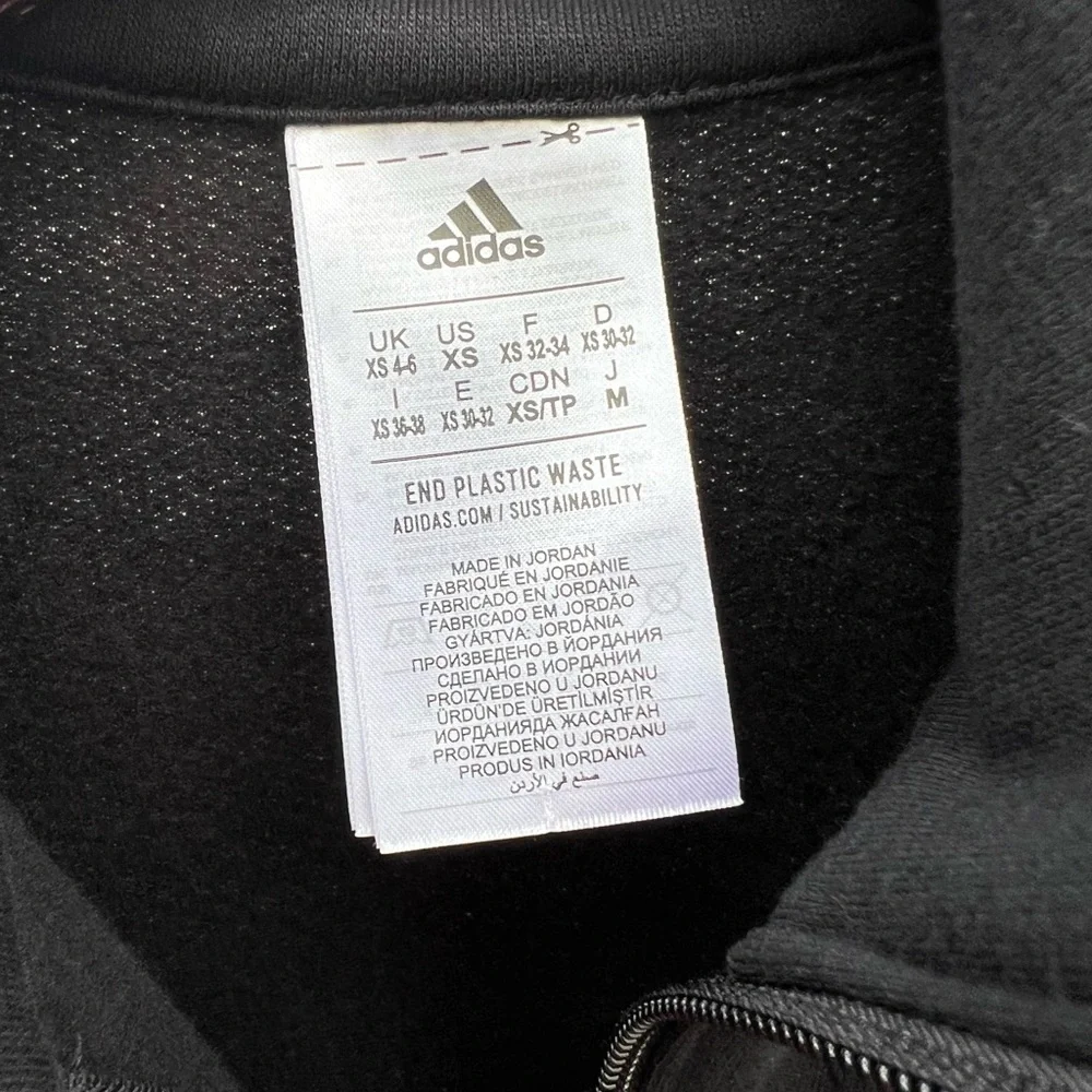 Adidas Women's Linear Fleece 1/4 Zip Pullover Crop Sweatshirt Black Size XS - Picture 3 of 5